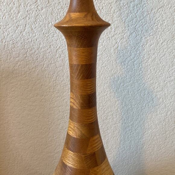 Vintage Mid-Century Modern Solid Wood 2 tone Bulbous Shape Lamp mid century - Picture 3 of 15